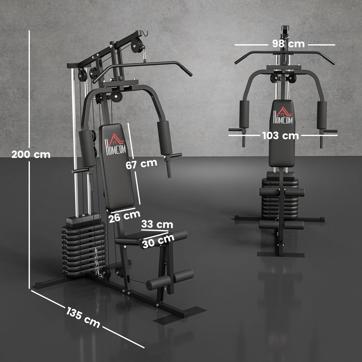 Multifunction Home Gym Machine with 45Kg Weight Stack for Full Body Workout