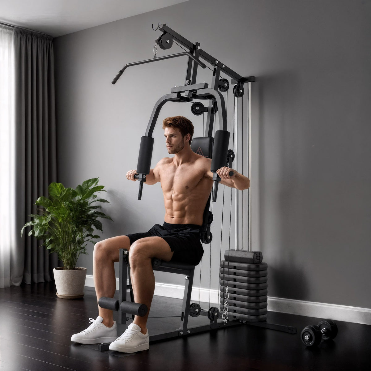 Multifunction Home Gym Machine with 45Kg Weight Stack for Full Body Workout