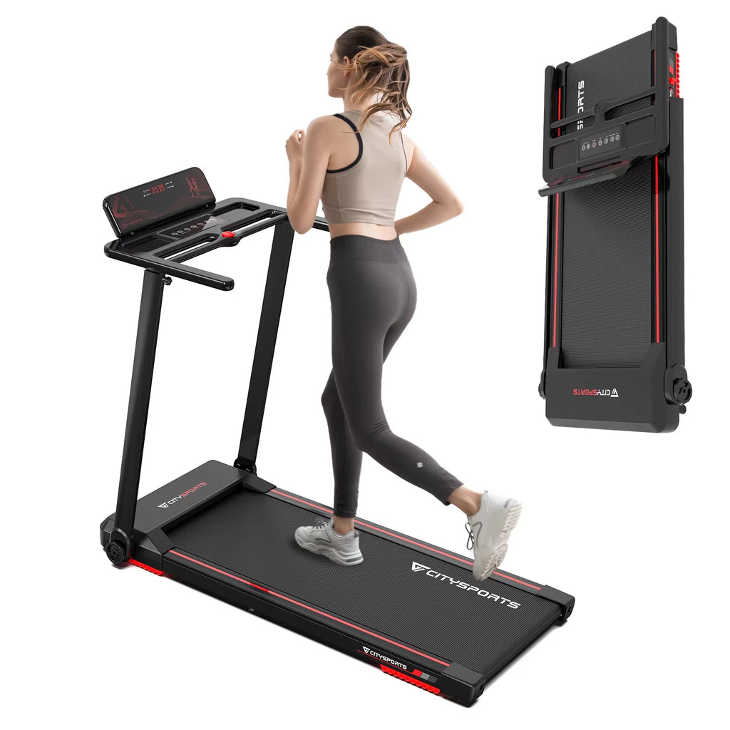Folding Treadmill, Electric Treadmill, 2 in 1 Treadmill for Home Office, 120Kg,1-12Km/H, APP, Remote Control